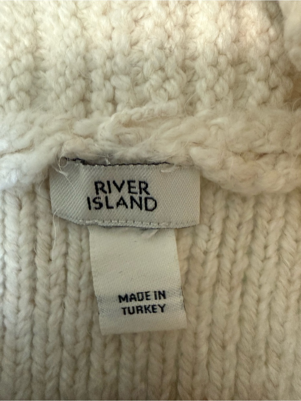 River Island Ivory Shawl Collar Fringe Cable Knit Cardigan ultimate style - Picture 5 of 6